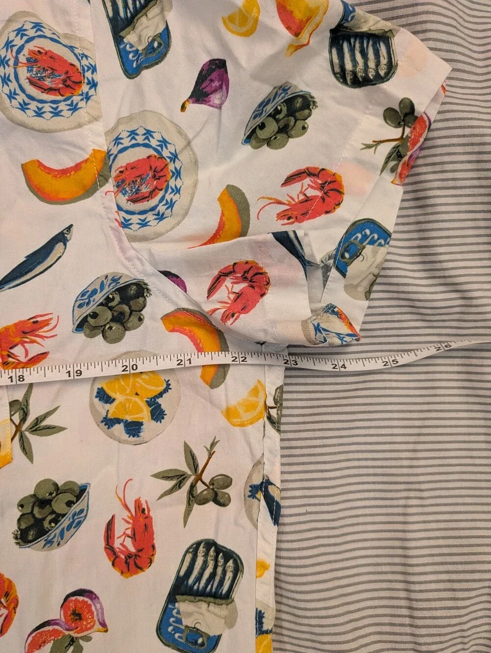 J. Crew White Short-Sleeve Button-Down with Multicolor